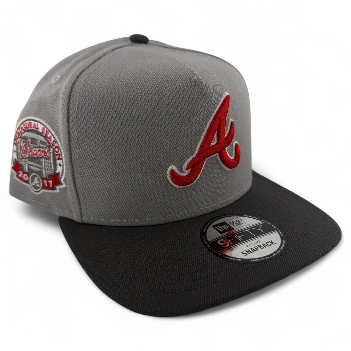 New Era Atlanta Braves MLB Grey A-Frame 9FIFTY Snapback Adjustable Hat Cap