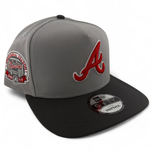 New Era Atlanta Braves MLB Grey A-Frame 9FIFTY Snapback Adjustable Hat Cap