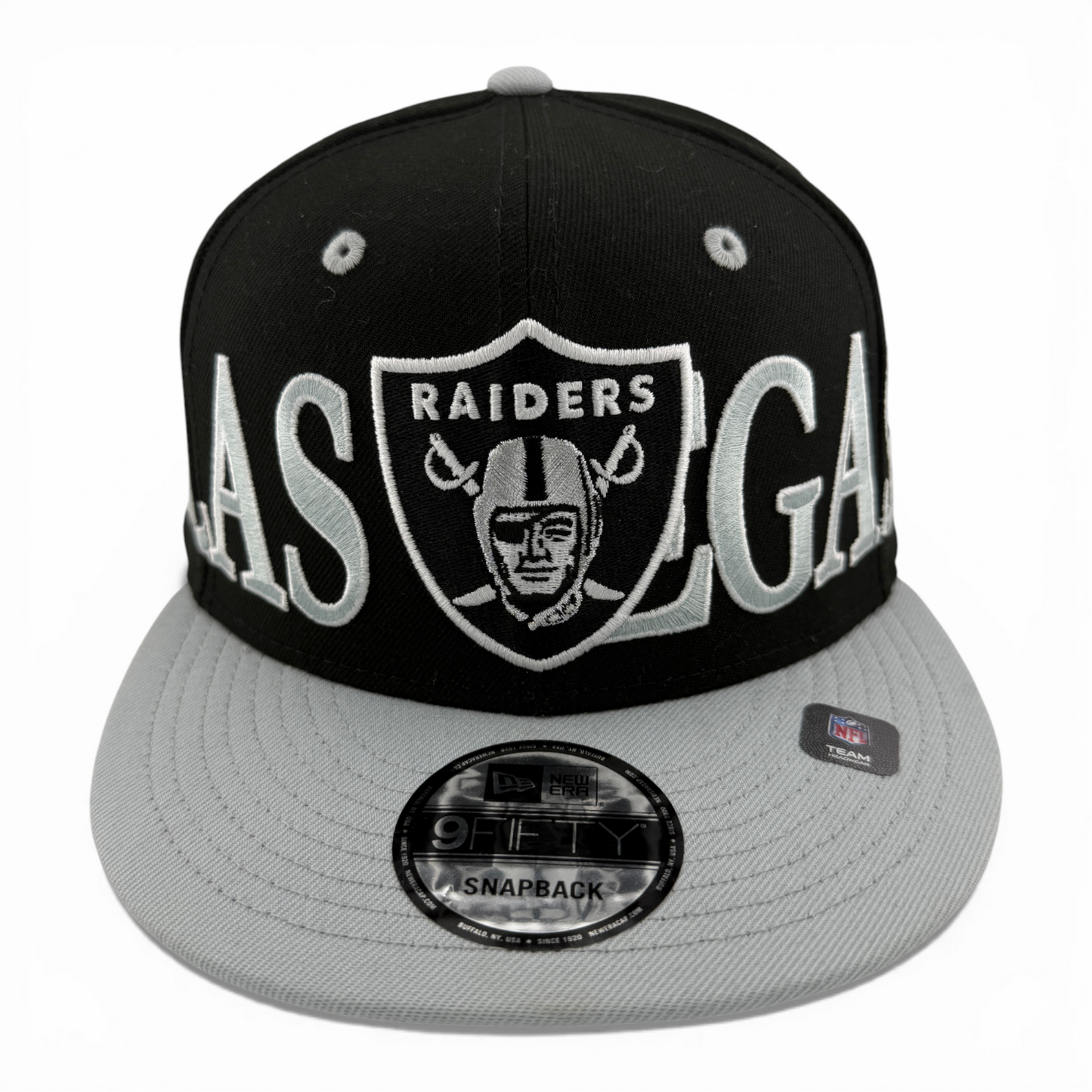 New Era Las Vegas Raiders NFL Script Stack Logo 9Fifty Snapback Adjustable Hat