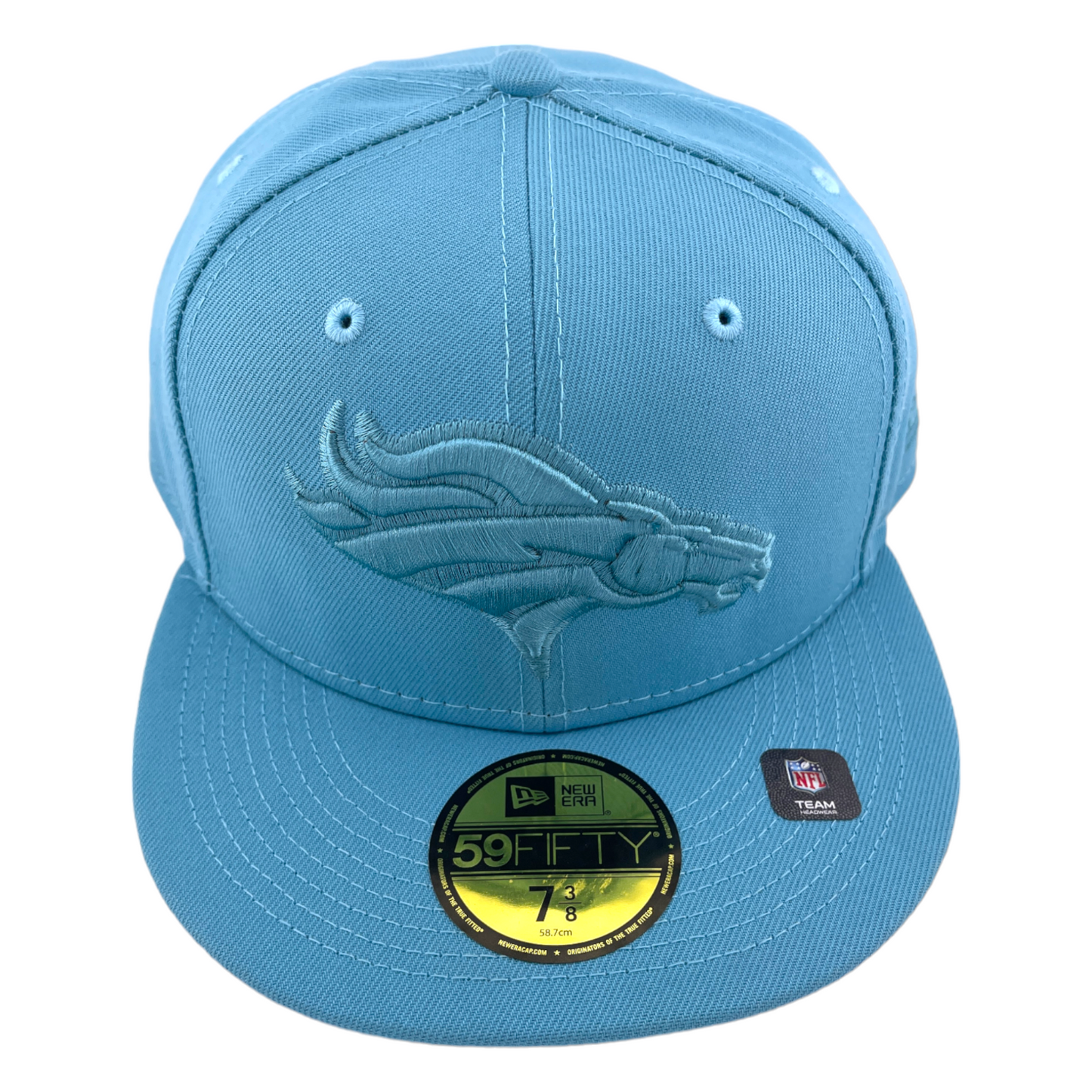 New Era Denver Broncos NEPAC Solid Logo Teal Blue Grey UV 59Fifty Fitted Hat Cap