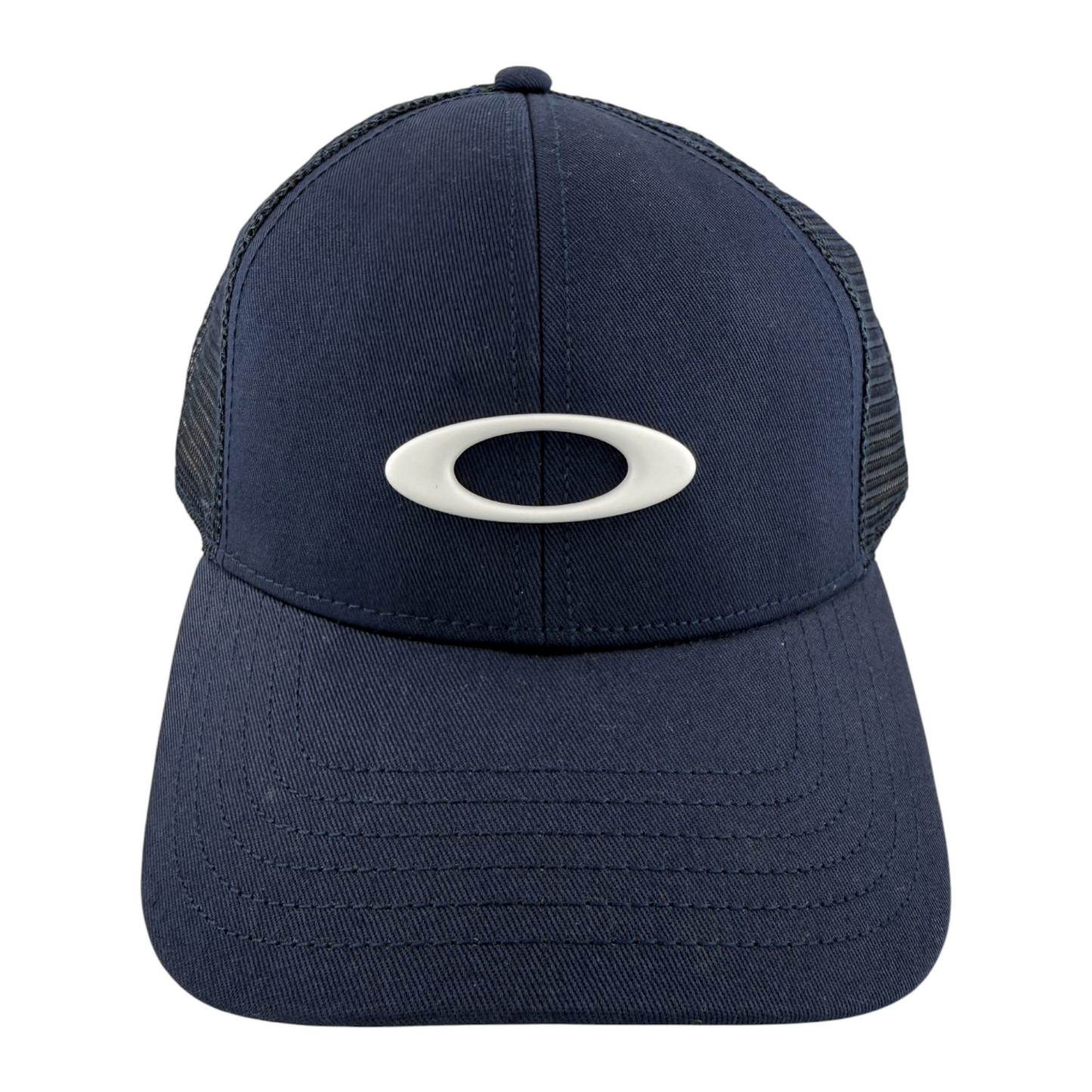 Oakley Ellipse Navy White Logo Trucker Mesh Back Adjustable SnapBack Hat Cap