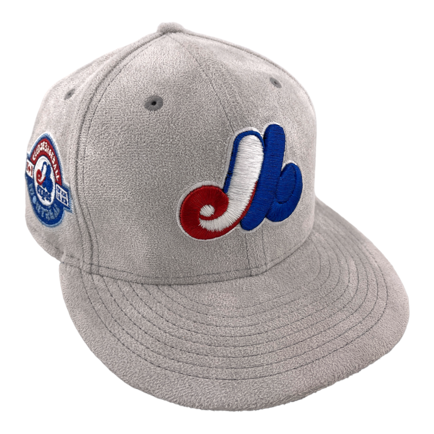 New Era Montreal Expos Club De Baseball Patch Suede Grey/Blue UV 59FIFTY Hat Cap