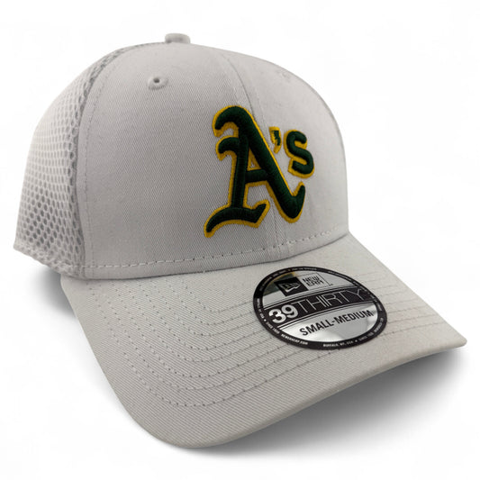 New Era Oakland Athletics A's MLB White Neo Mesh 39Thirty Stretch Fit Hat Cap