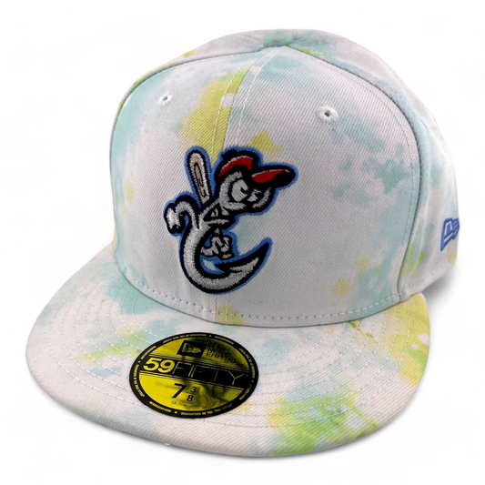 New Era Corpus Christi Hooks MiLB Tie Dye Yellow/Blue 59Fifty Fitted Hat Cap