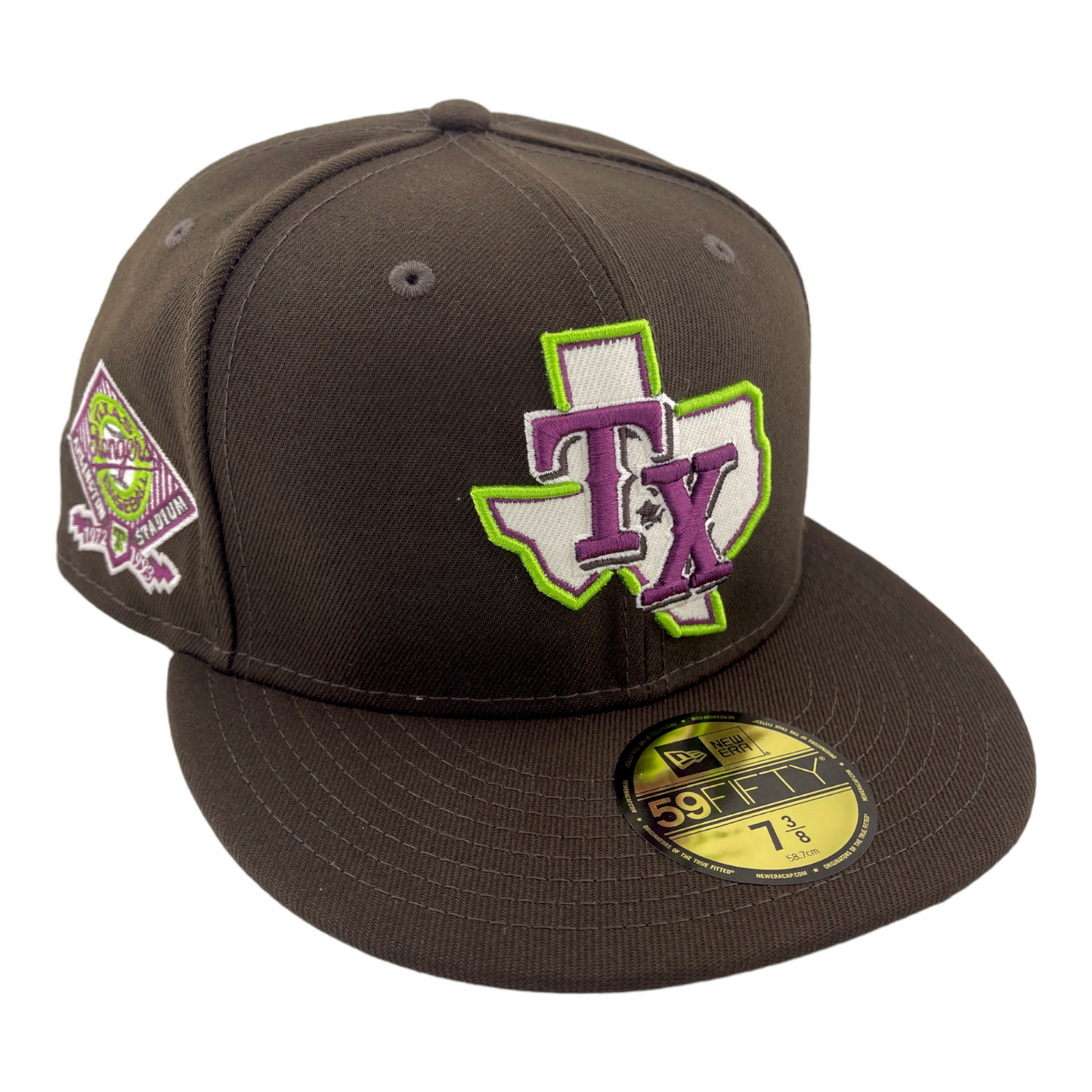 New Era Texas Rangers Arlington Stadium Side Patch Brown/Purple UV 59FIFTY Hat Cap