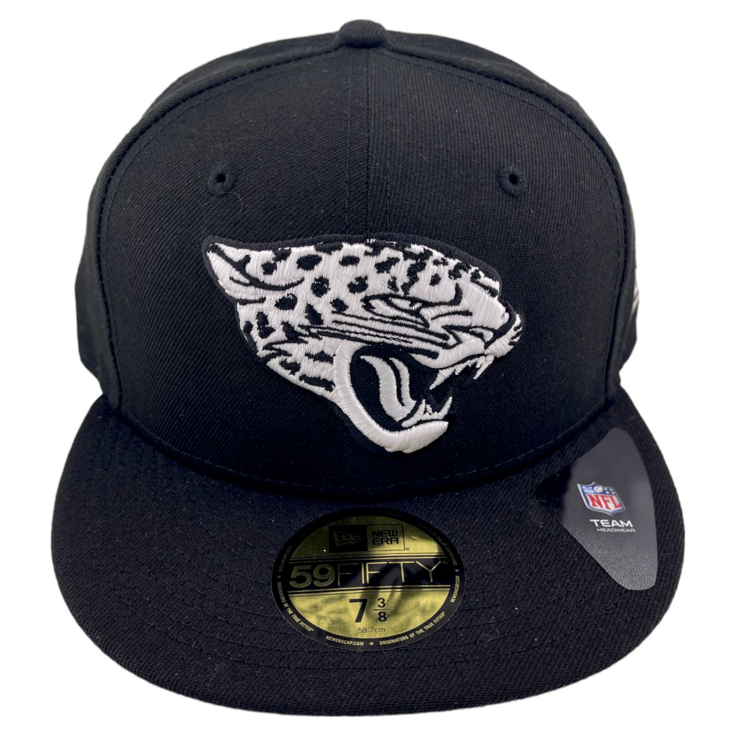 New Era Jacksonville Jaguars Black and White Logo Grey UV 59Fifty Fitted Hat Cap