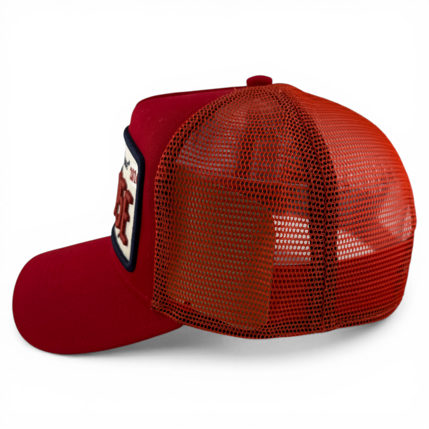 Christian Rose Iconic II London Plate Red Mesh Back Trucker Adjustable Hat Cap