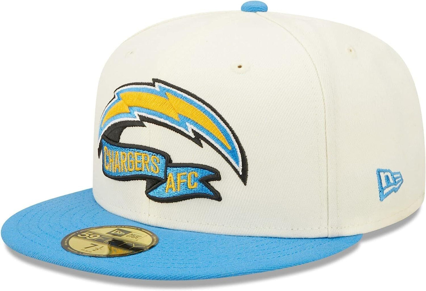 New Era Los Angeles Chargers 2022 Sideline NFL Cream 59FIFTY Fitted Hat Cap