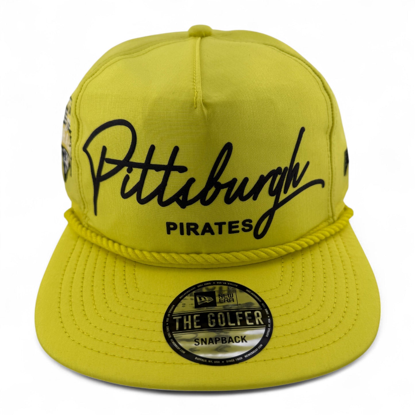 New Era Pittsburgh Pirates Neon Script The Golfer Rope A-Frame Snapback Hat Cap