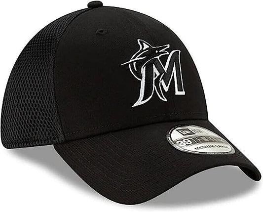 New Era Miami Marlins MLB Neo 39Thirty Black White Flex Fit Hat Cap