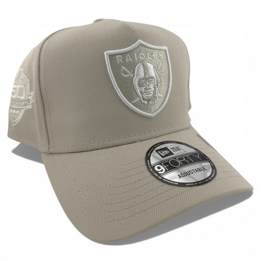 New Era Las Vegas Raiders NFL Stone White A-Frame 9Forty Snapback Adjustable Hat