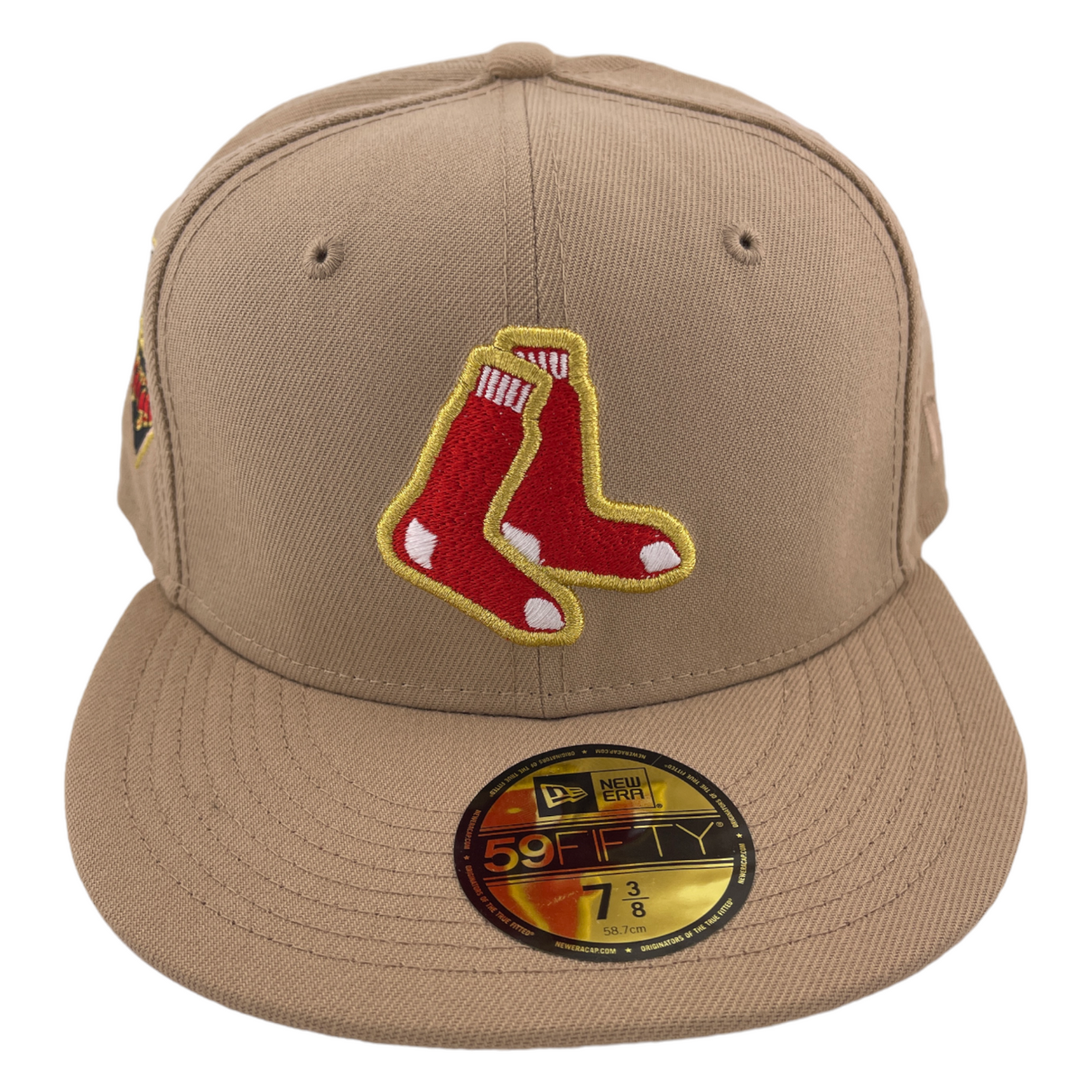 New Era Boston Red Sox MLB 2018 World Series Patch Khaki 59Fifty Fitted Hat Cap