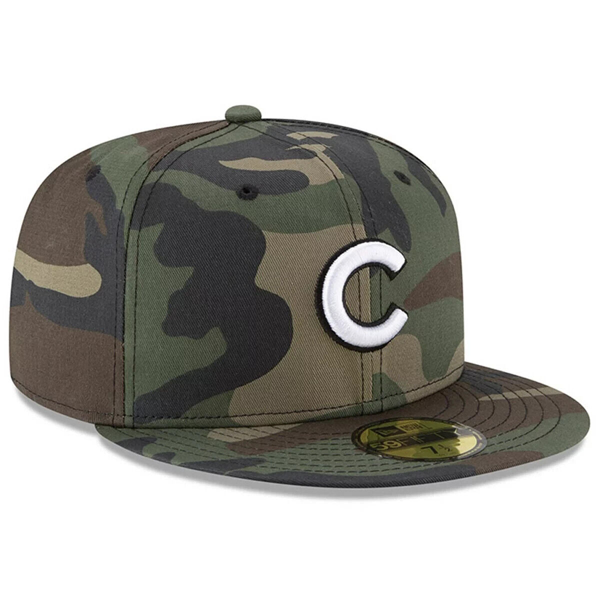 New Era Chicago Cubs Woodland Camouflage MLB Camo 59FIFTY Fitted Hat Cap