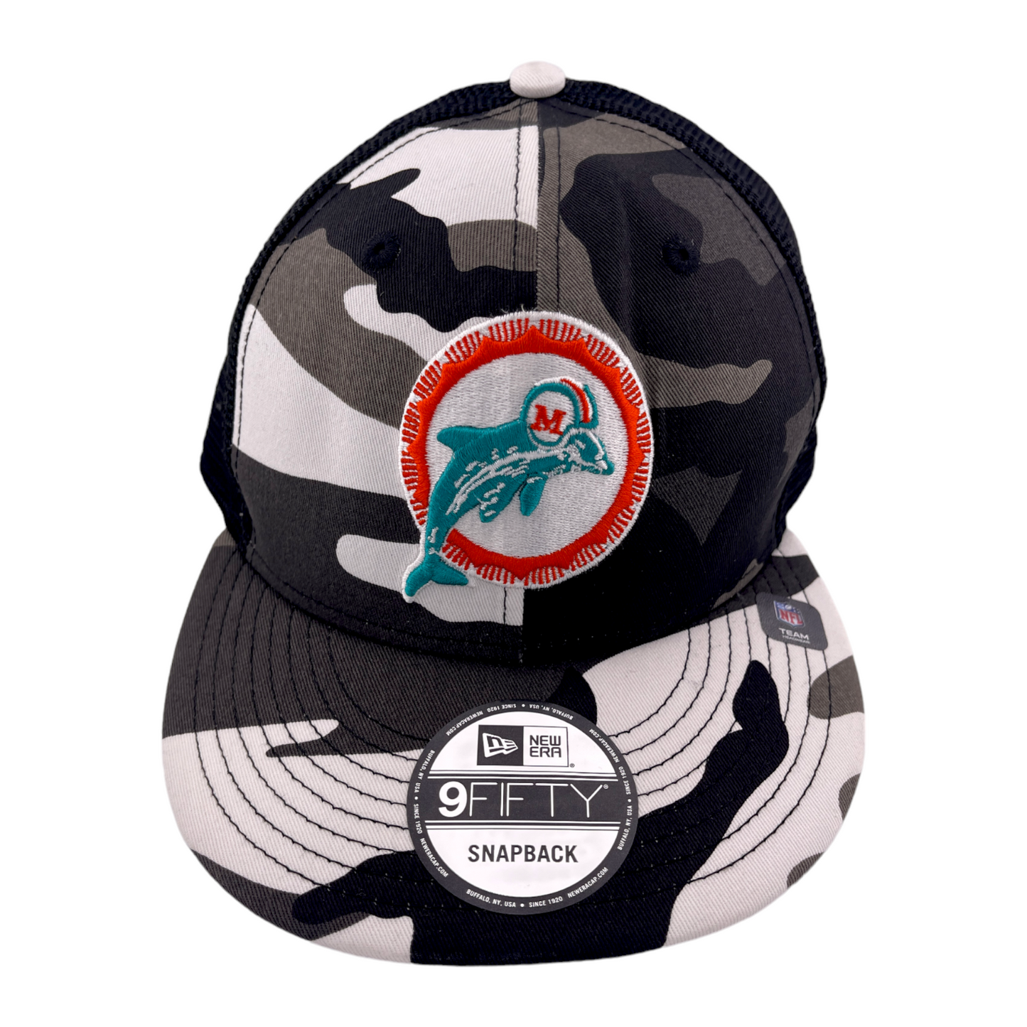 New Era Miami Dolphins NFL White Camo 9FIFTY Mesh Back Snapback Hat Cap