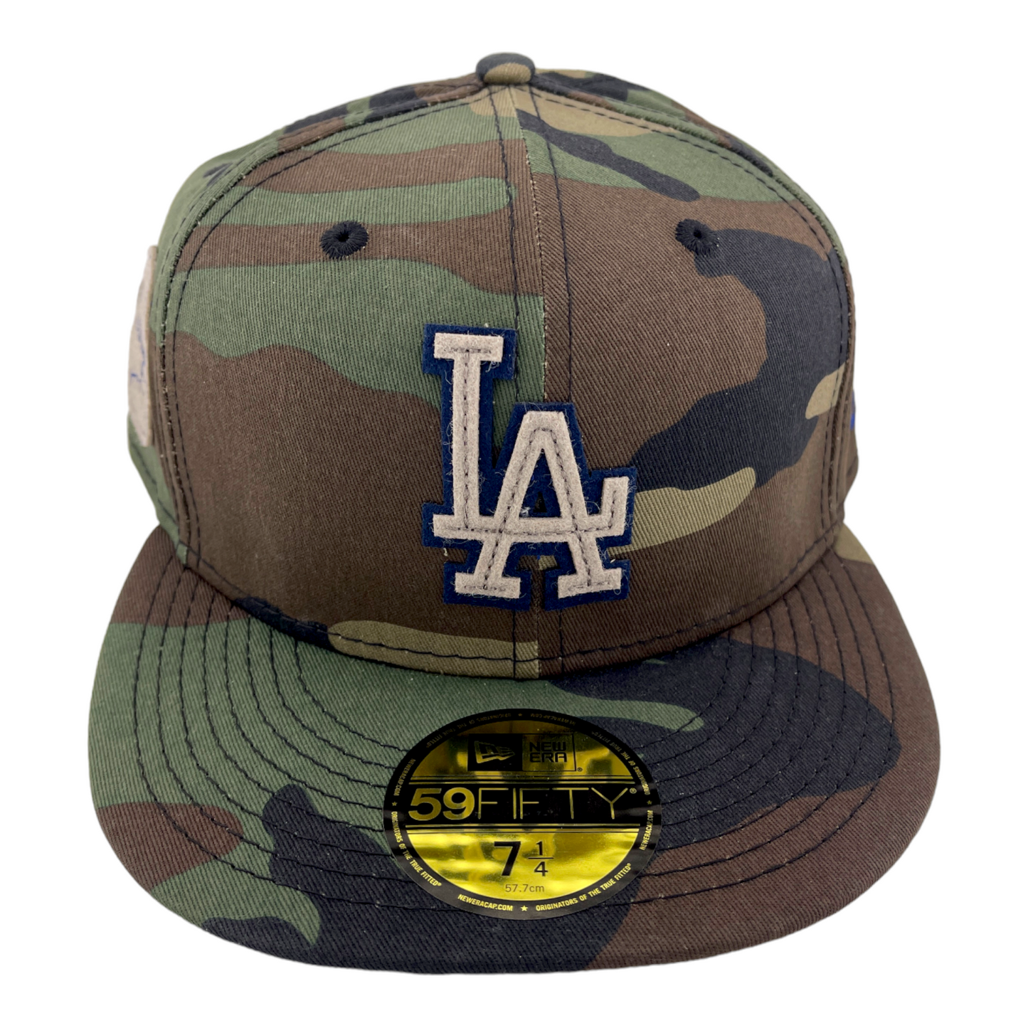 New Era Los Angeles Dodgers Felt Patch Logo Camo Camouflage Green UV 59FIFTY Hat Cap