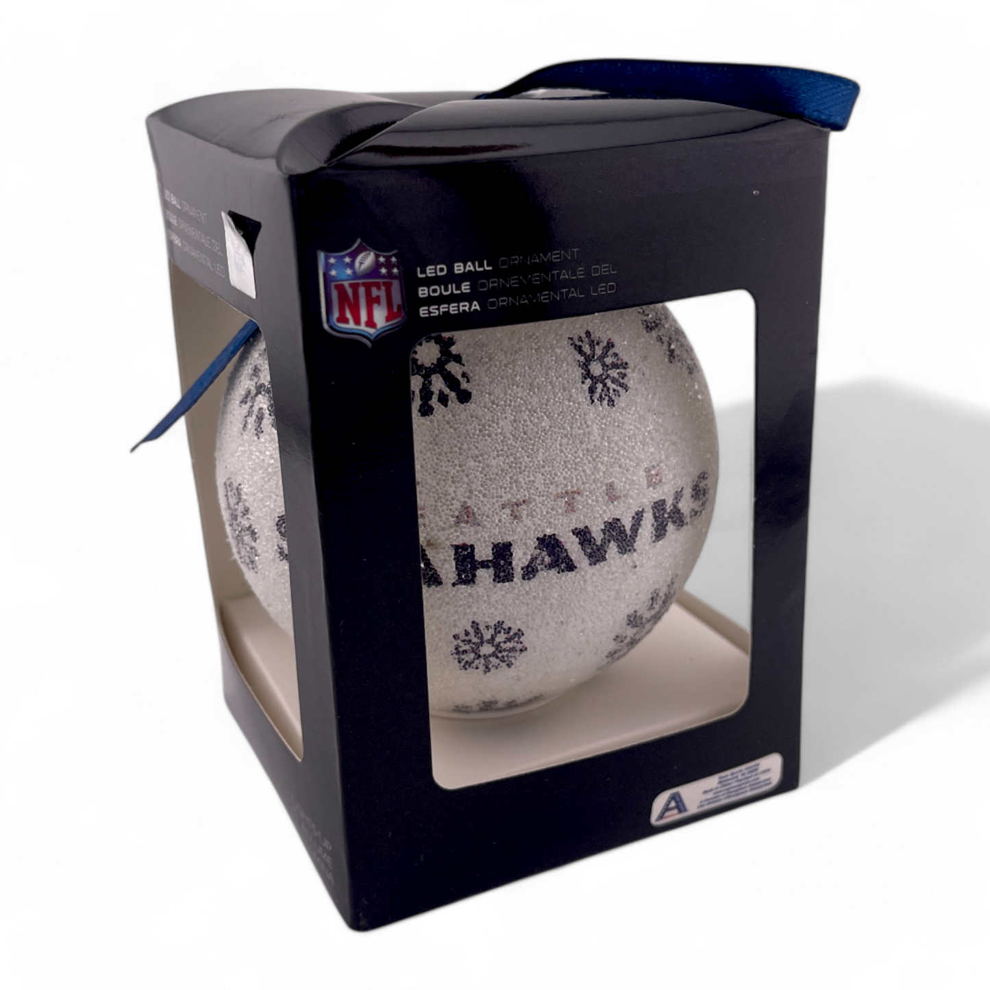 2-PACK Seattle Seahawks NFL Snowflake Round Ball Christmas Tree Ornament LED