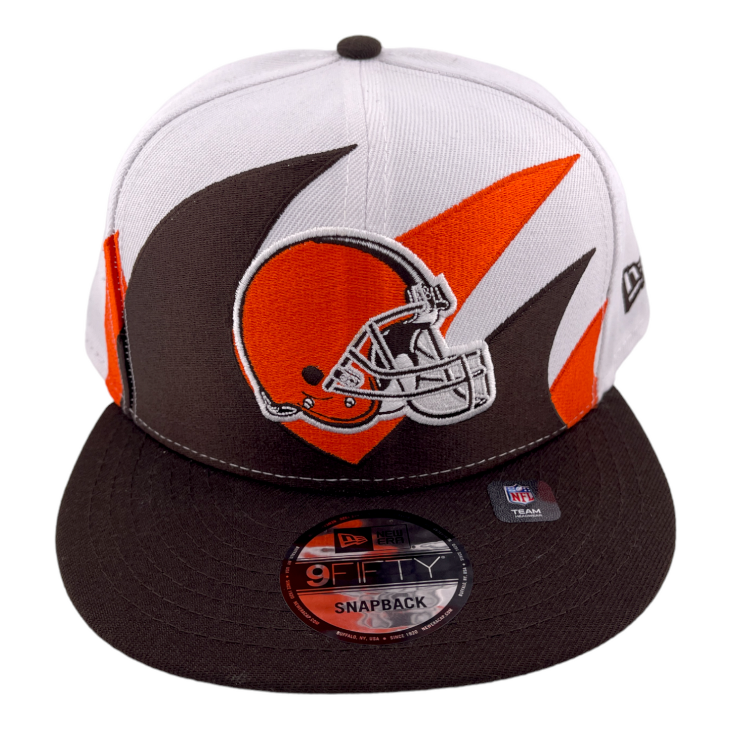 New Era Cleveland Browns Sharktooth Retro Wave NFL White 9FIFTY Snapback Hat Cap