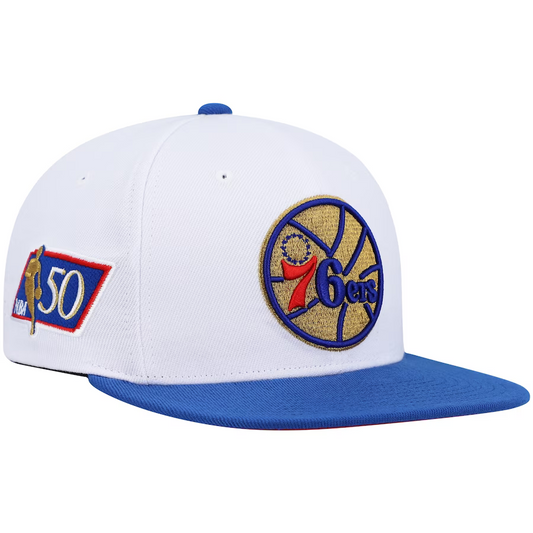 Mitchell & Ness Philadelphia 76ers NBA 50th Anniversary Patch White Snapback Hat