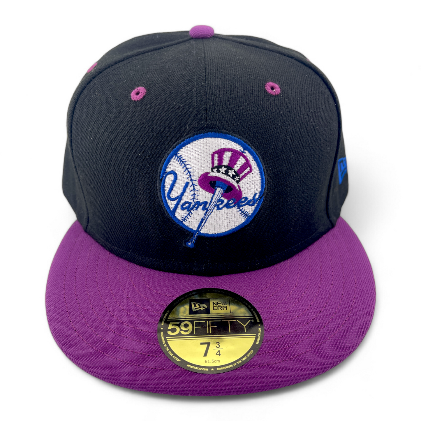 New Era New York Yankees MLB Black/Purple Pack Retro Logo 59Fifty Fitted Hat Cap