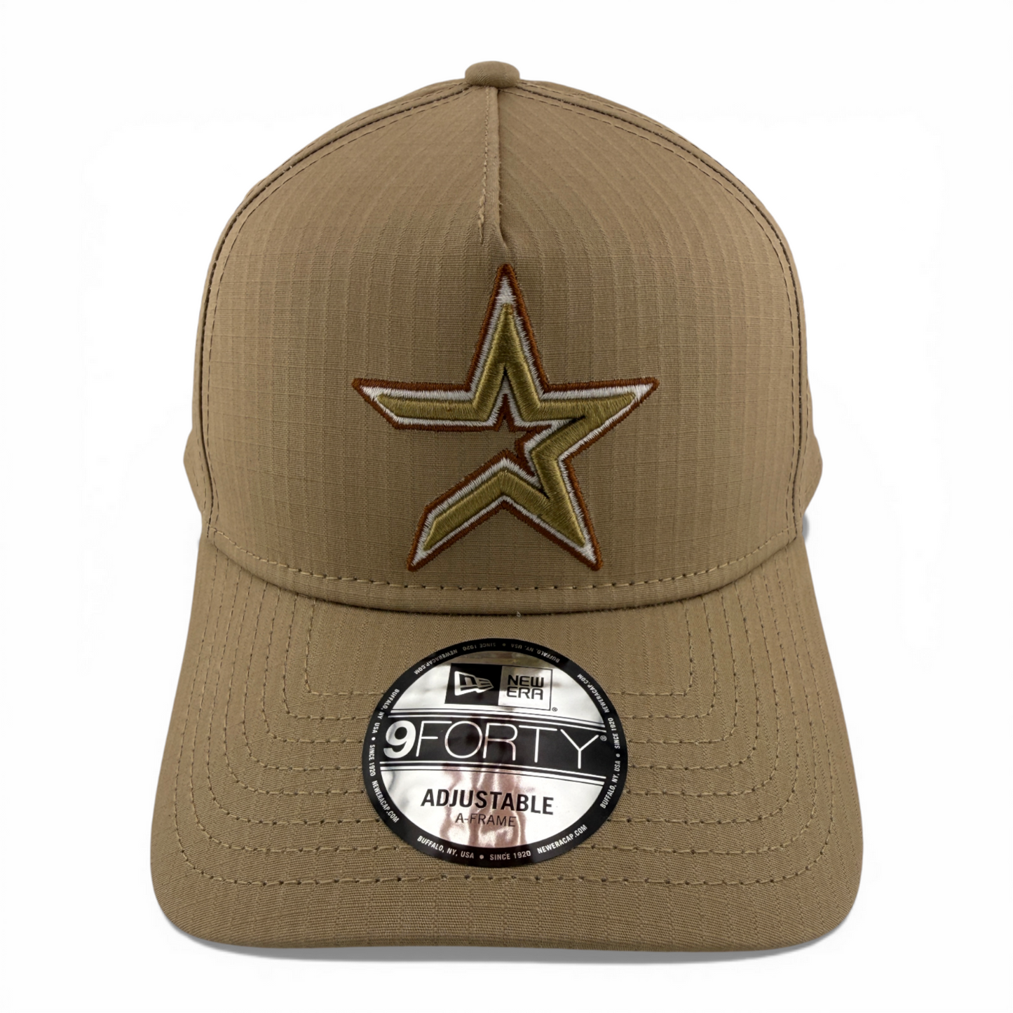 New Era Houston Astros MLB Khaki Ripstop A-Frame 9Forty Snapback Adjustable Hat