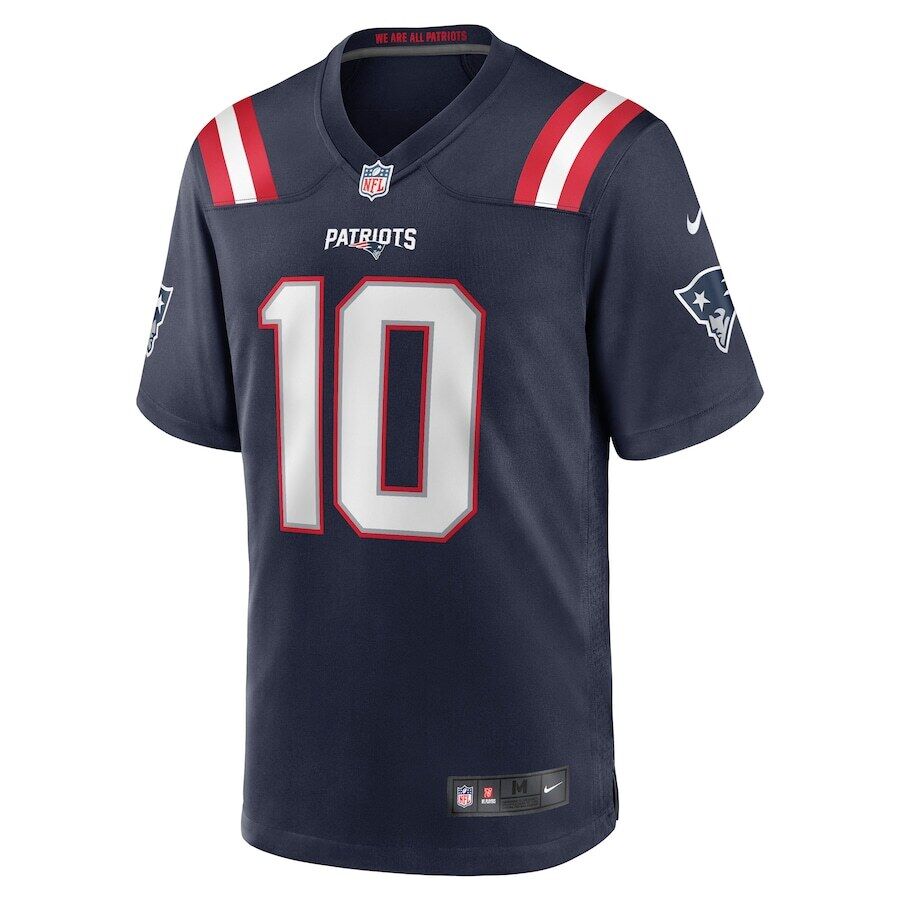 Nike New England Patriots Mac Jones #10 Navy Blue Number Game Day Jersey Mens