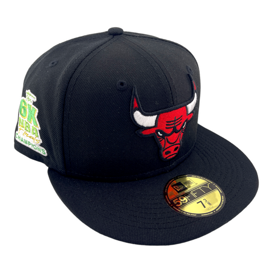 New Era Chicago Bulls 6x NBA Finals Champions Black/Green 59Fifty Fitted Hat Cap