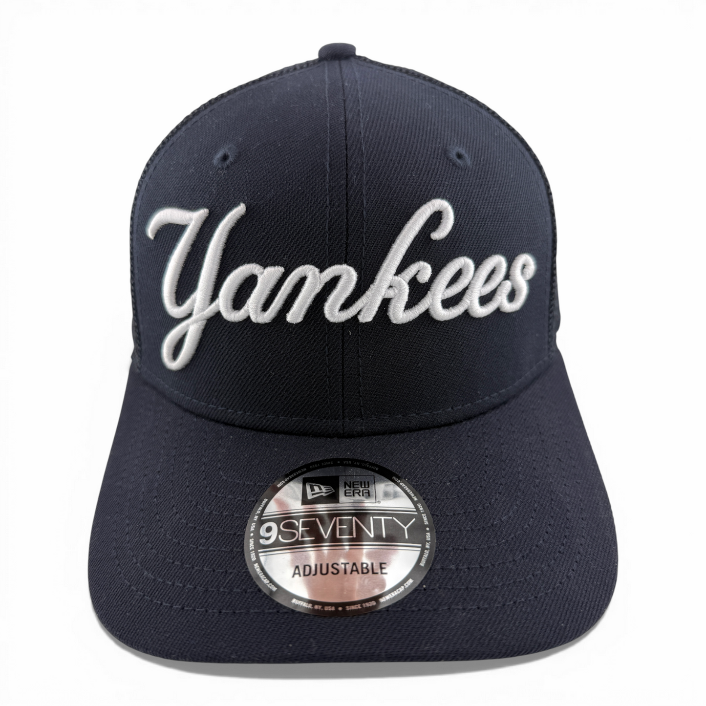 New Era New York Yankees MLB Script Mesh Trucker 9Seventy Snapback Adjustable