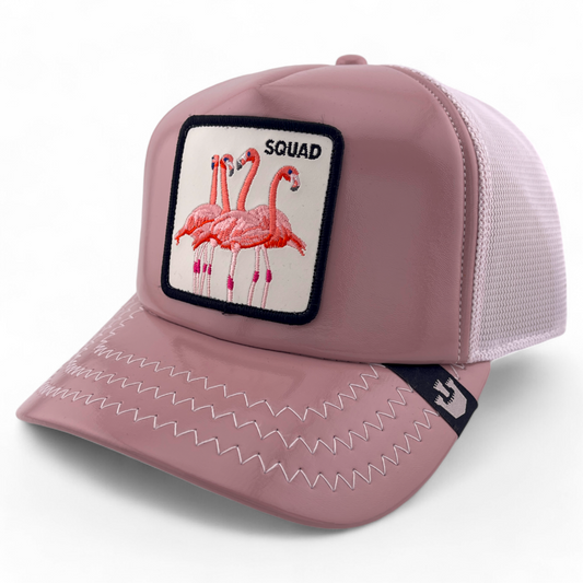 Goorin Bros Squad Flamingos Rock with You The Farm Pink Adjustable Trucker Hat