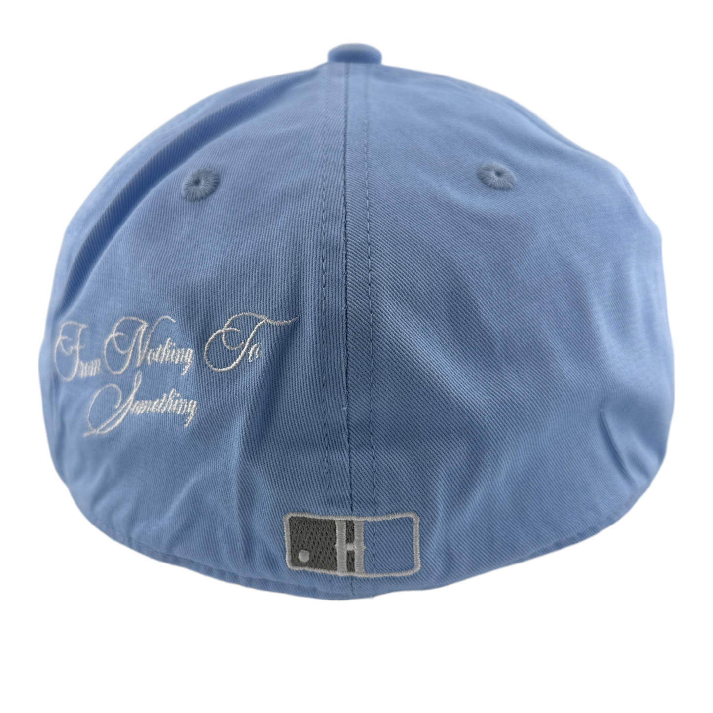 Hoodrich OG Gothic Script Logo Sky Baby Blue Fitted A-Frame Flatbill Hat Cap