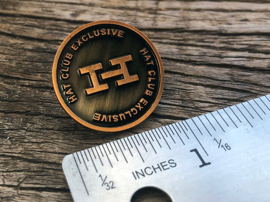 Hat Club Exclusive Pin H Weathered Tarnished Brass Colored 1" inch Lapel Hat Pin