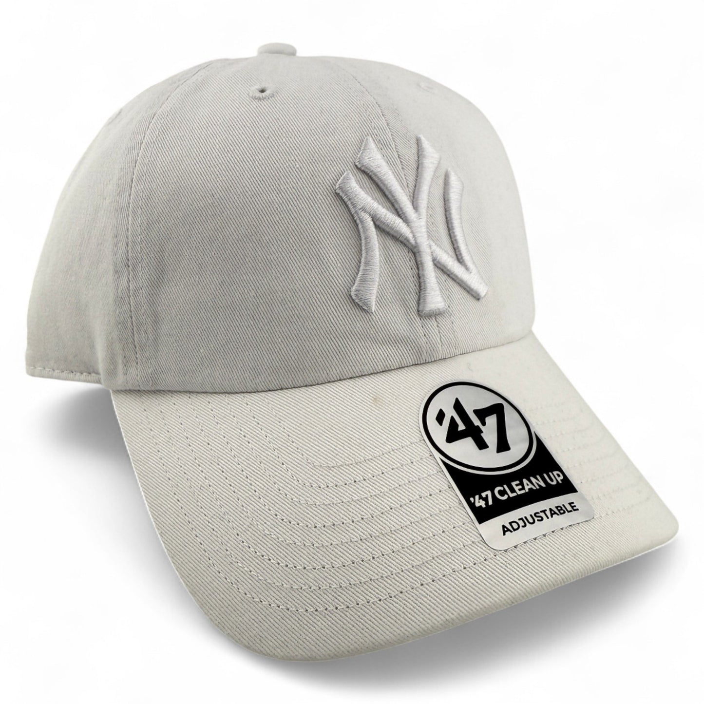 '47 Brand New York Yankees MLB All White Logo Clean Up Adjustable Dad Hat Cap