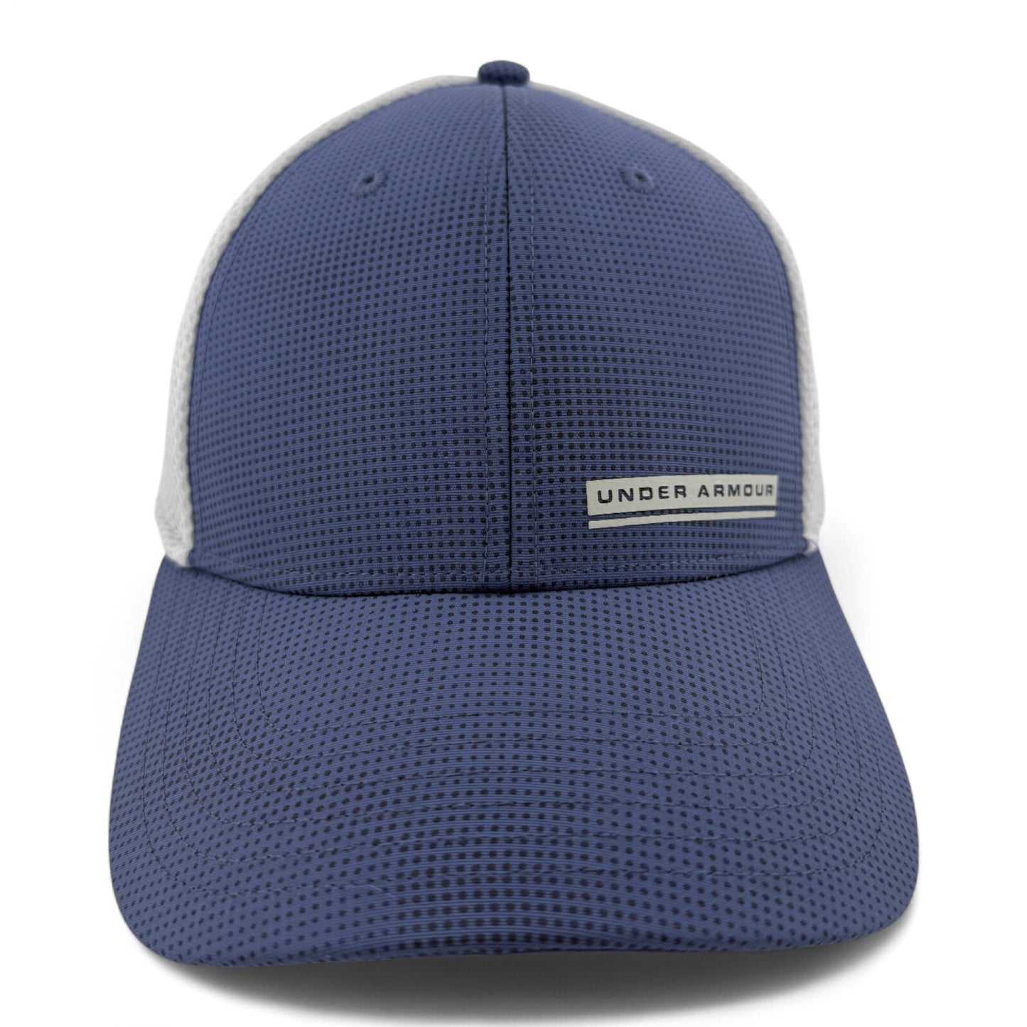 Under Armour Print Logo Blue/White HeatGear Neo Mesh Back Flex Fit Hat Cap