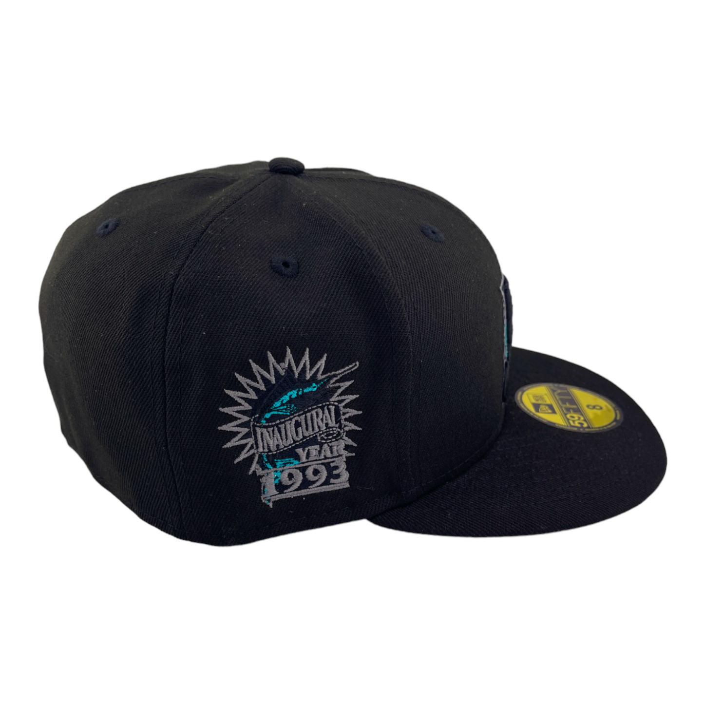 New Era Florida Marlins Inaugural Year Patch Blackout Pop UV 59FIFTY Fitted Hat Cap