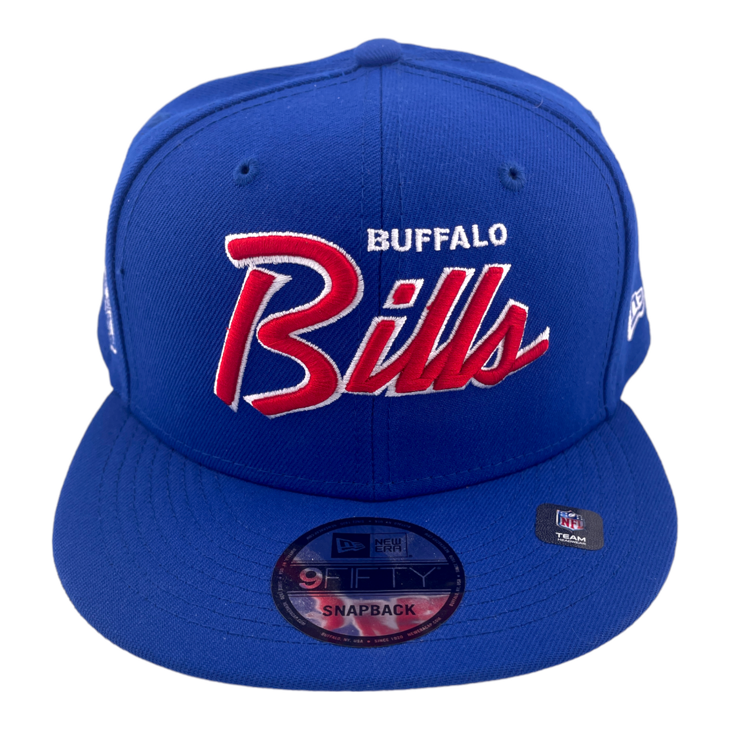 New Era Buffalo Bills Team Script Logo NFL Blue/Grey UV 9FIFTY Snapback Hat