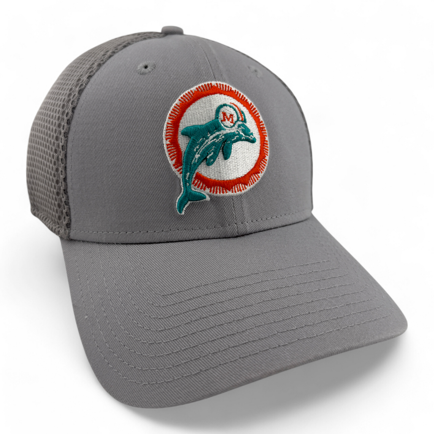 New Era Miami Dolphins NFL Logo Grey Neo Mesh Back 39Thirty Flex Fit Hat Cap