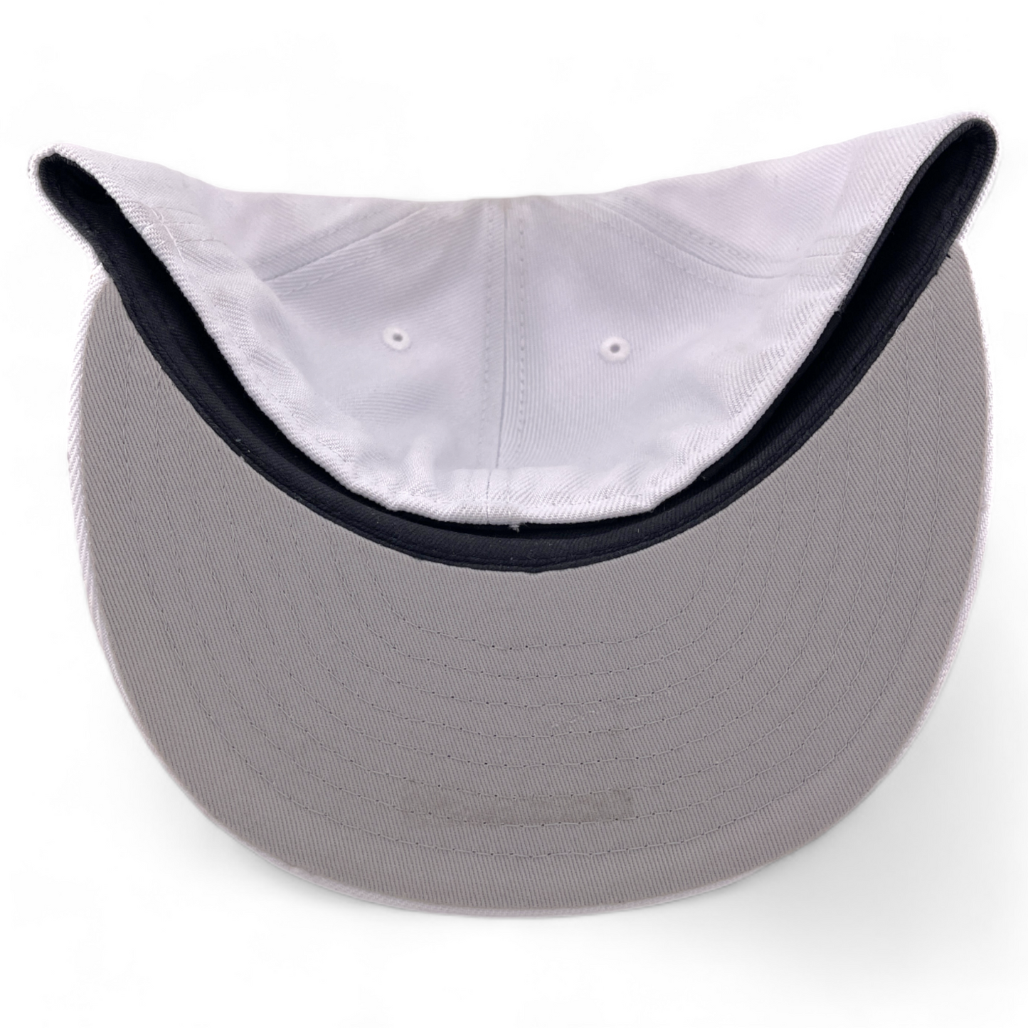 Crowns by Lids Blank For Customs All White Flat Bill Fitted Hat Cap Size 7 1/8