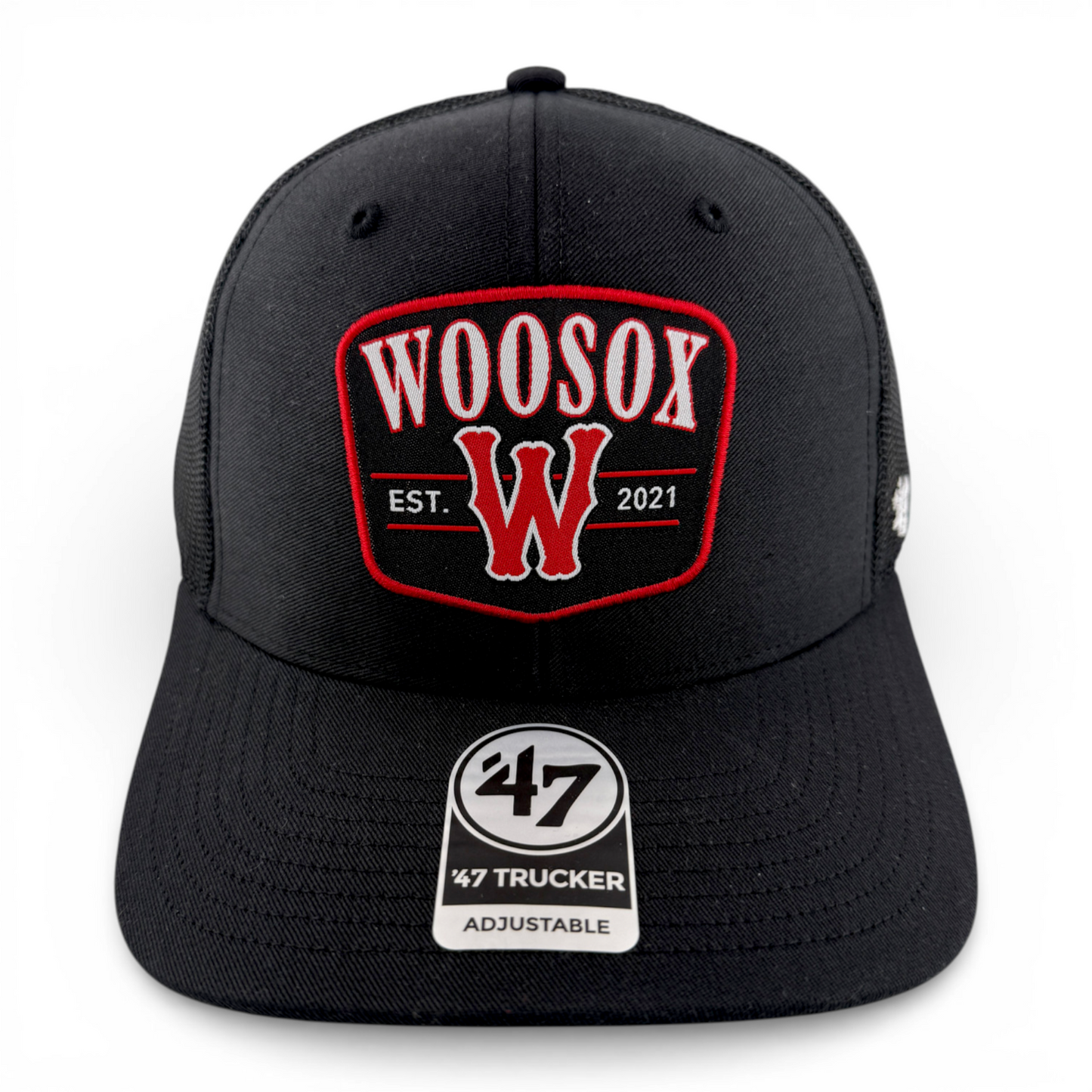 '47 Brand Worcester WooSox MiLB Black Squad Mesh Trucker Snapback Adjustable Hat