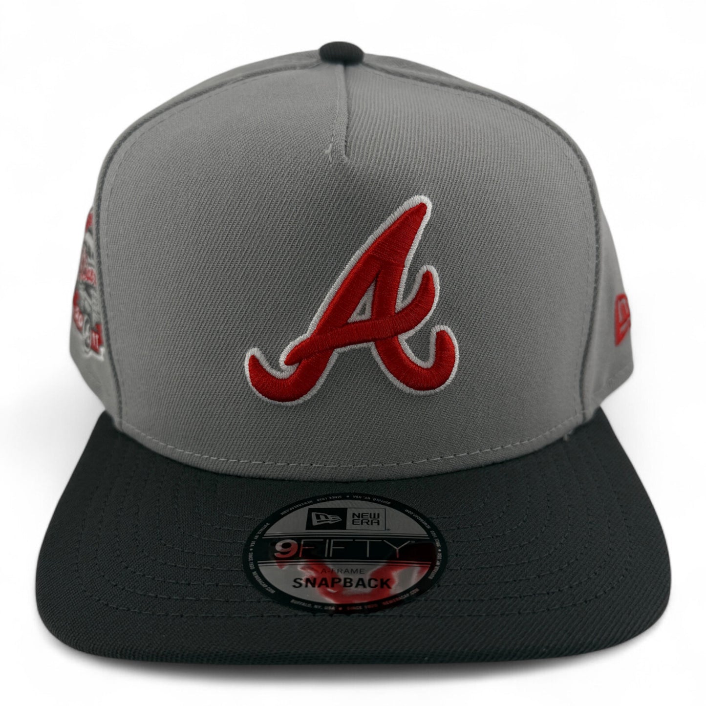 New Era Atlanta Braves MLB Grey A-Frame 9FIFTY Snapback Adjustable Hat Cap