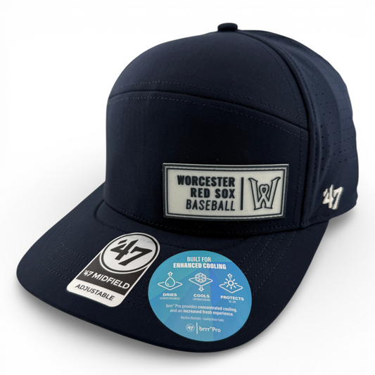 '47 Brand Worcester Red Sox Navy Cypher brrr Midfield Snapback Adjustable Hat