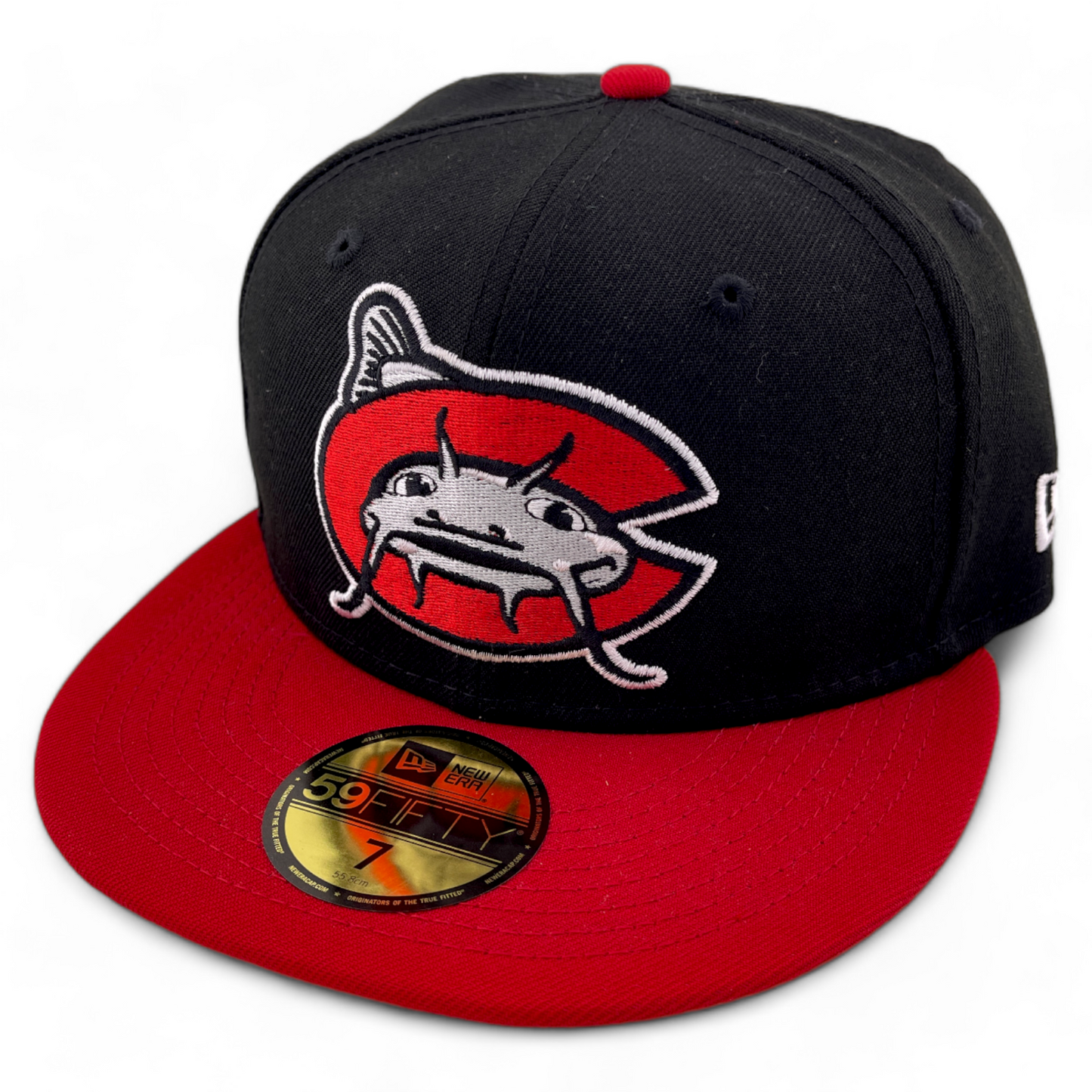 New Era Carolina Mudcats MiLB Black/Red Classic Team Home 59Fifty Fitted Hat Cap