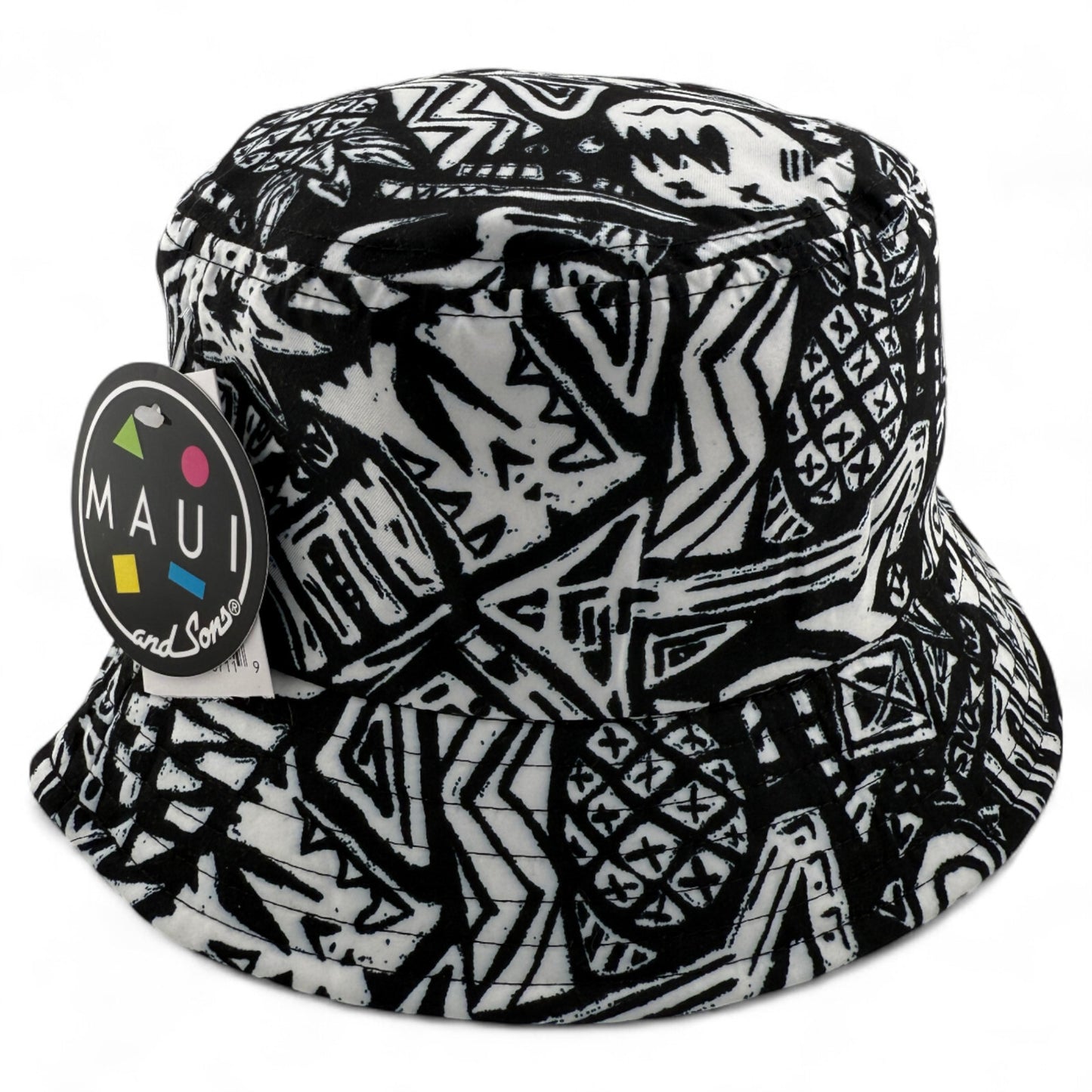 Maui and Sons Block Party Black/White Boonie Bucket Hat Unisex Adult One Size