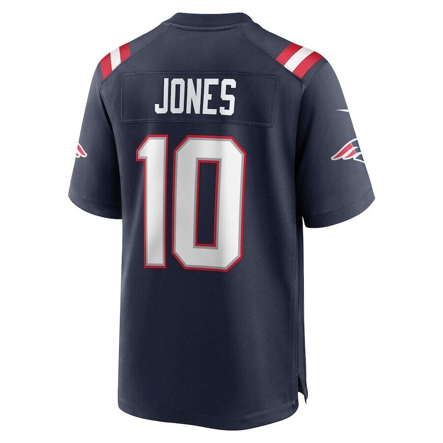 Nike New England Patriots Mac Jones #10 Navy Blue Number Game Day Jersey Mens