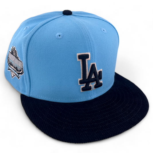 New Era Los Angeles Dodgers 50th Patch Black Corduroy Visor 59FIFTY Fitted Hat Cap