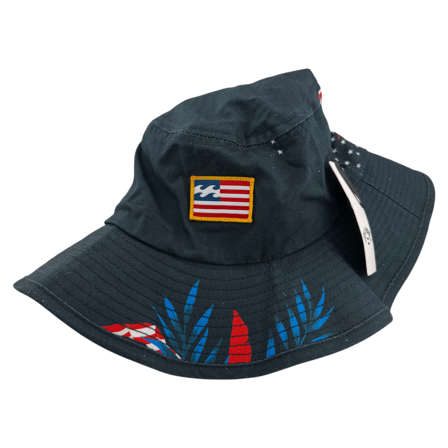 Billabong Big John Print July 4th Red White Blue Floral Safari Bucket Hat Boonie