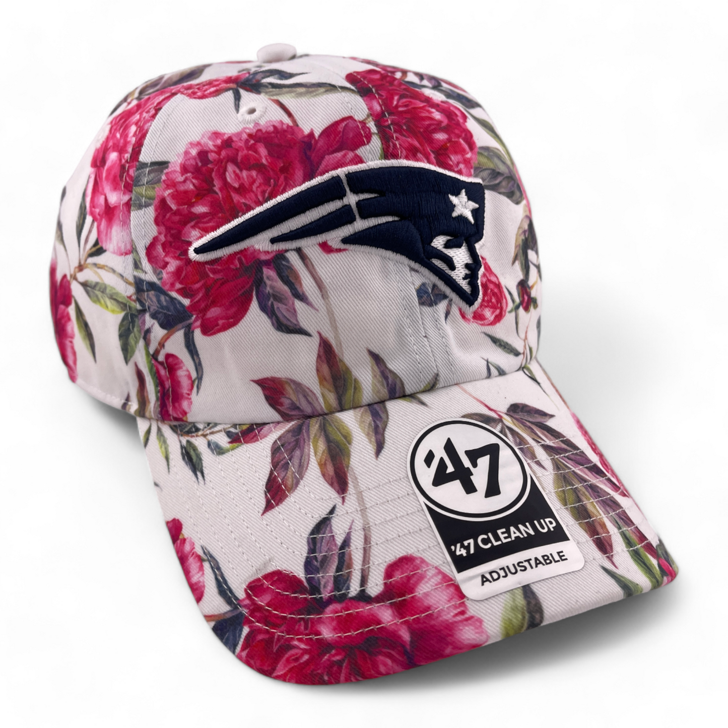 '47 Brand New England Patriots NFL Pink Floral Clean Up Adjustable Dad Hat Cap