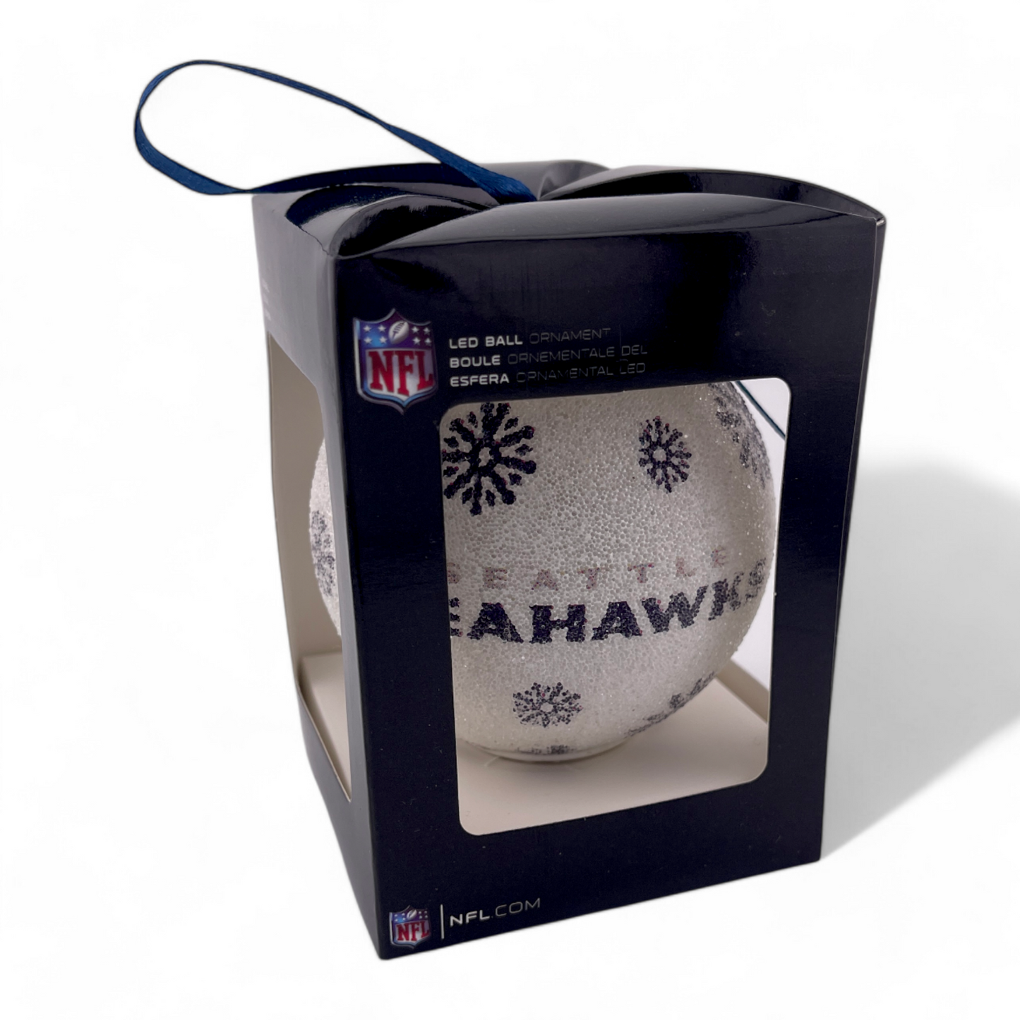 2-PACK Seattle Seahawks NFL Snowflake Round Ball Christmas Tree Ornament LED