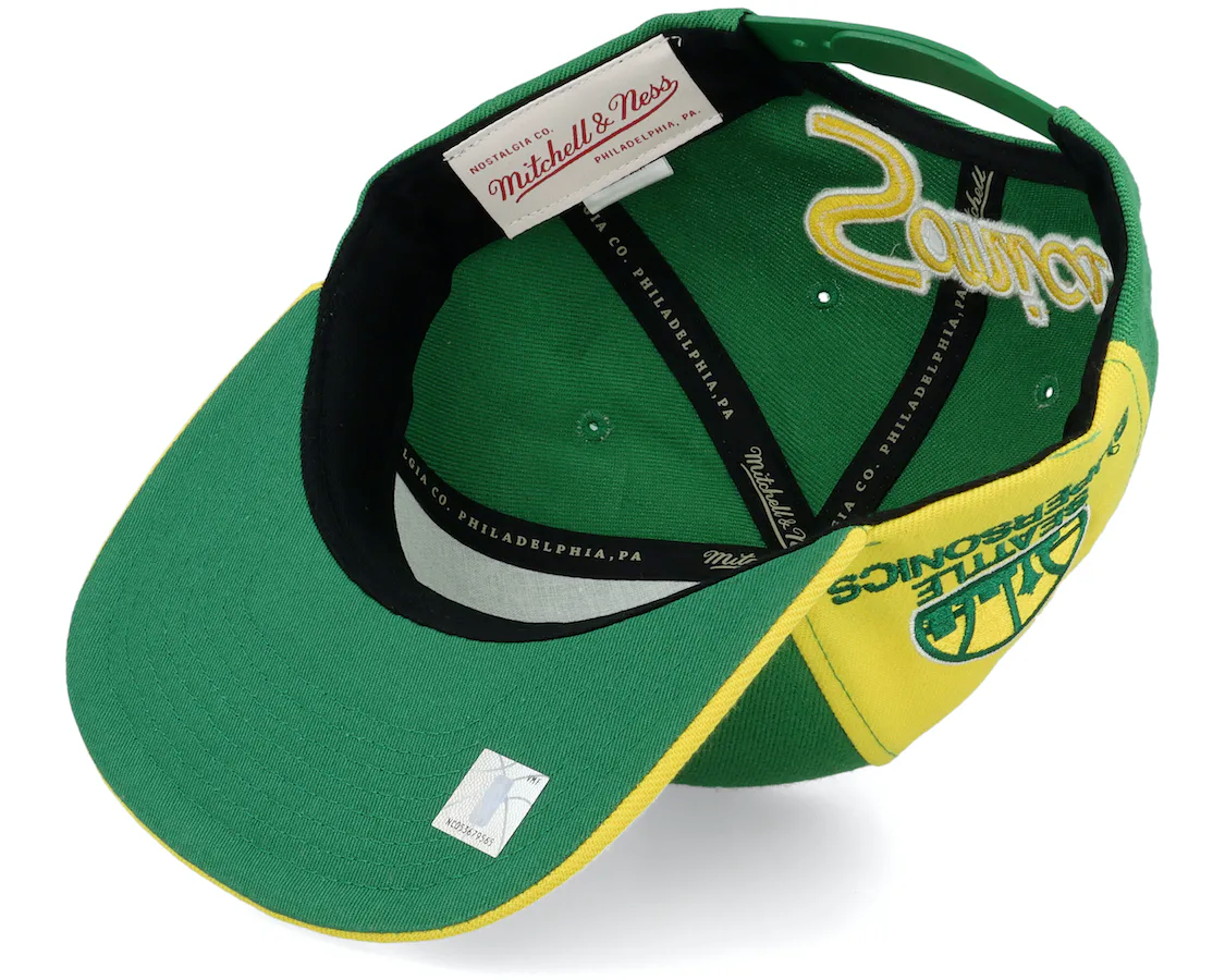 Mitchell & Ness Seattle Supersonics NBA Rear Script Deadstock Patch Snapback Hat