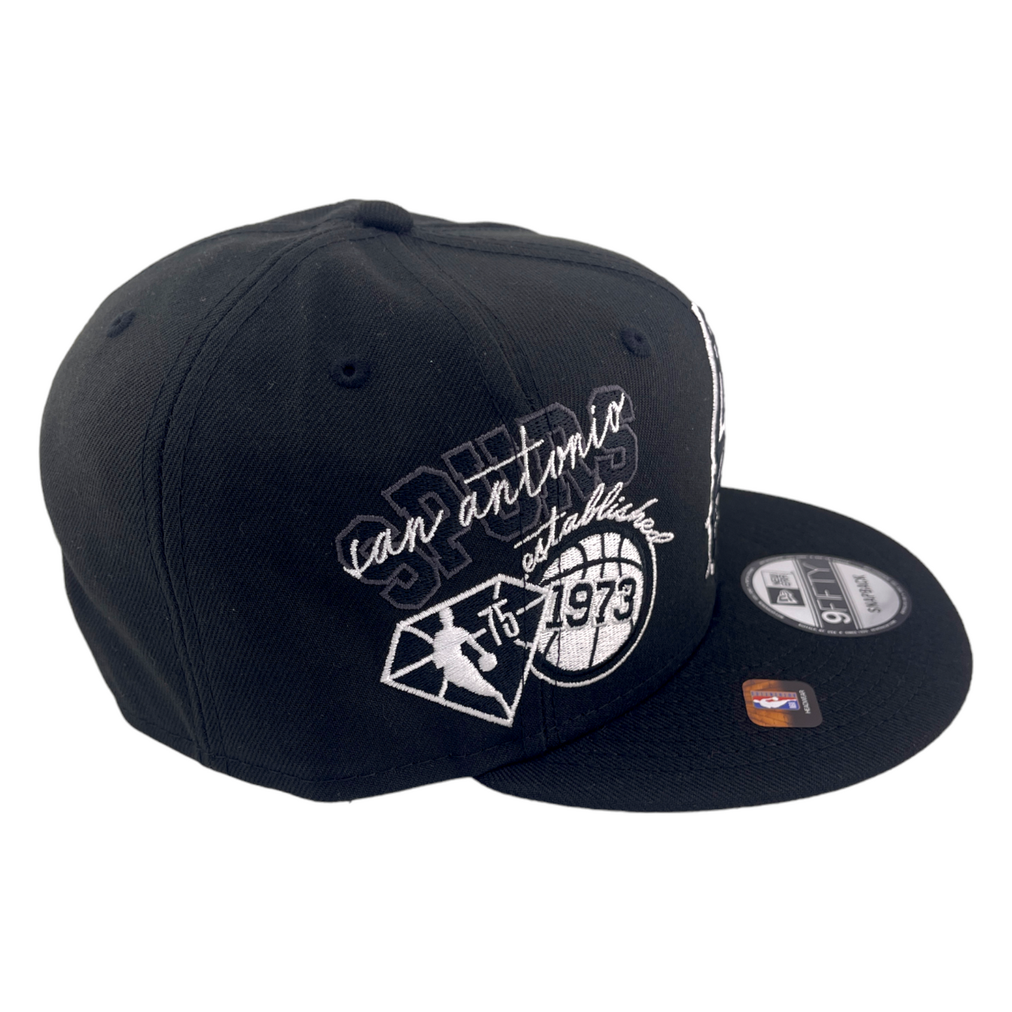 New Era San Antonio Spurs Back Half Black & White/Grey NBA 9FIFTY Snapback Hat Cap