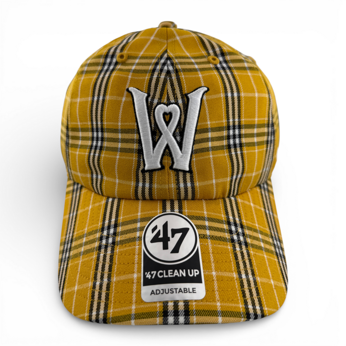 47 Brand Worcester Red Sox WooSox Plaid Honey Buggin Clean Up Adjustable Dad Hat