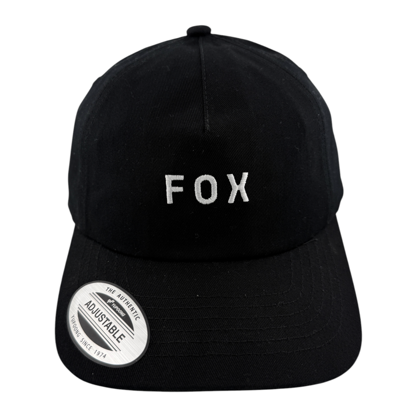 Fox Racing Wordmark Black Tonal Logo A-Frame Adjustable Strapback Dad Hat Cap